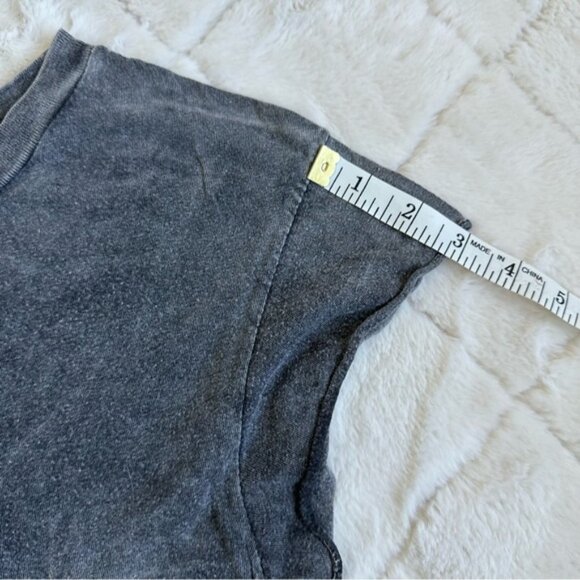 Brandy Melville | Gray and Red Velvet Acid Wash "Bad luck" Crop Top | One Size - Picture 8 of 8